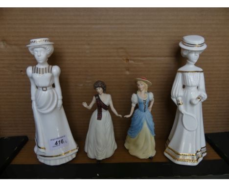 A mixed lot to include two Spode figurines together with two Wedgwood costume collection figurines (4)