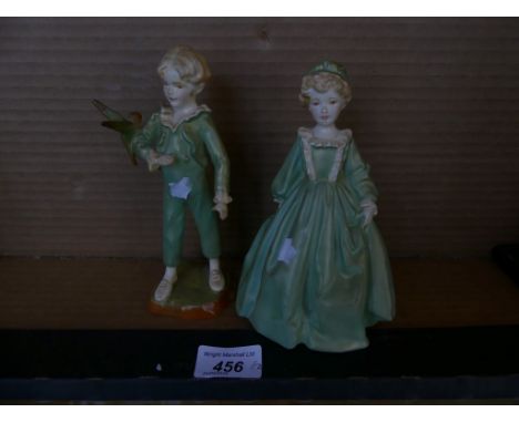 Royal Worcester figurine 'Grandmothers Dress' together with Worcester figurine 'Parakeet' (2)