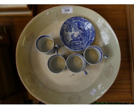 A quantity of Copeland Spode blue Italian coffee wares and a studio pottery bowl 