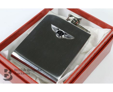 Bentley interest: a fine quality and unusual-shaped stainless steel and nickel plated Motoring Spritis flask, for the Bentley