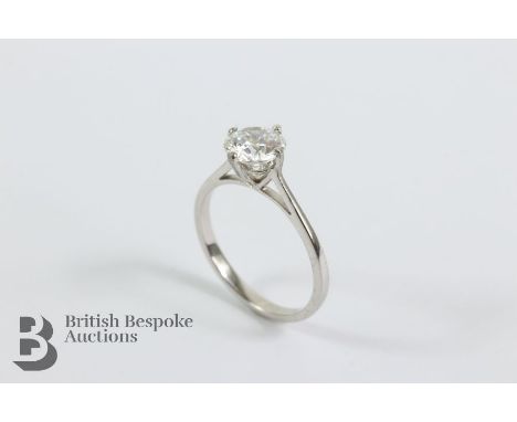 Platinum solitaire diamond ring, set with a 1ct diamond, size N, approx 3.13 gms.