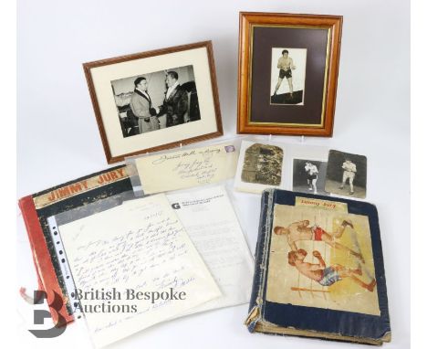 Jimmy Jury and Freddie Mills boxing interest - two scrap books belonging to Jimmy Jury (Bournemouth) professional boxer (1937