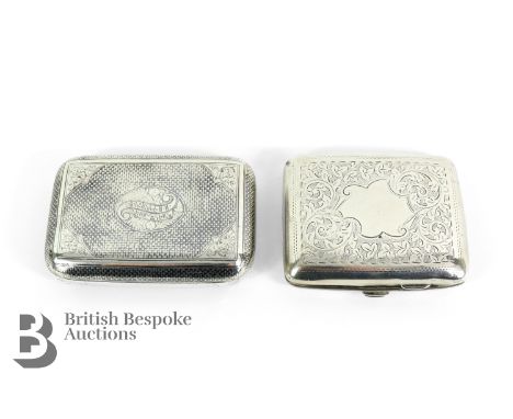Antique Armenian niello-work cigarette box, with an architectural oval reserve, approx 10 x 7 cms, inscribed to verso Hovanne