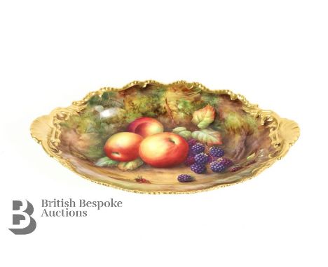 Horace Price for Royal Worcester dish, painted with a study of fallen fruit, signed lower right, approx 31 x 19 cms, puce mar