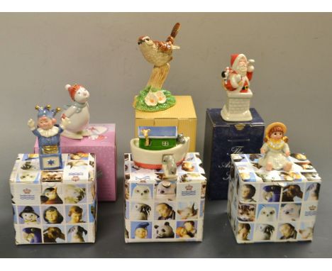 A Royal Copenhagen miniature collection figure, Jester;  others Noah's Ark, Doll;  an Annual Santa model 2004, Santa in the c