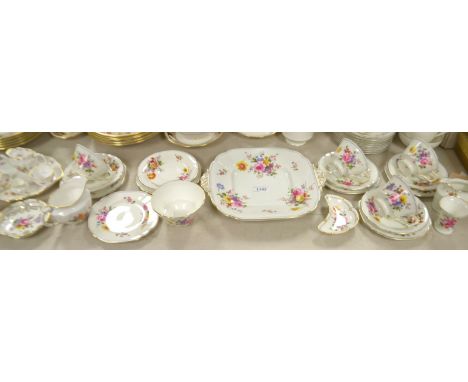 A Royal Crown Derby blue line Posie part tea service, a Posie miniature tea service on tray; other posie trinkets