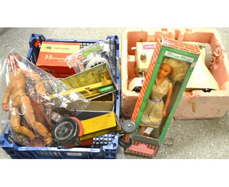 Toys- a Marke Technofix mechanical toy; a Louis Marx American Indian doll; Meccano sewing machine; Teddy bears; Chad Valley t