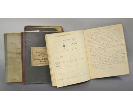 An interesting collection of Royal Air Force note books for Workshop and Laboratory Records, each filled in hand manuscript, 