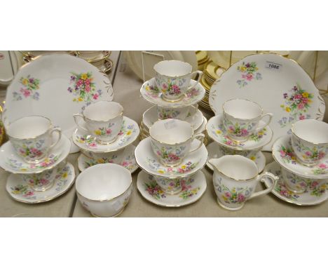 A Queen Anne Old Country Spray tea service for twelve