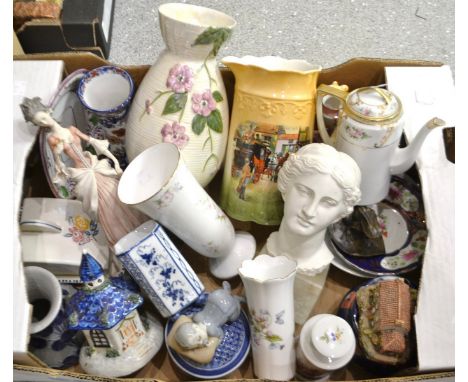 Ceramics - a Mailing pottery lustre vase;  others;  a Mettlach vase; a Poole pottery butter dish and cover;  etc