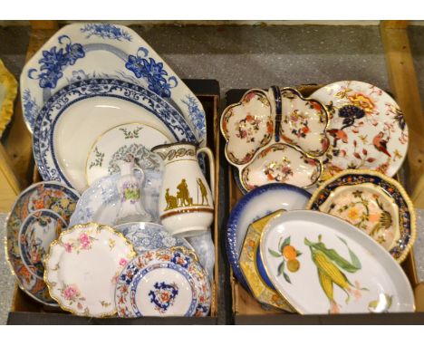 Ceramics - Royal Crown Derby, Masons, Copeland, Coalport, blue and white meat plates, pewter lidded jug, Worcester Evesham di