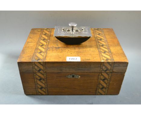 A Victorian inlaid workbox; an EPNS desk blotter (2)