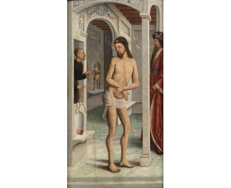 Attributed to Fernando Gallego y Taller (Salamanca circa 1440-1507)The Mocking of Christ oil on panel84.6 x 44.2cm (33 5/16 x