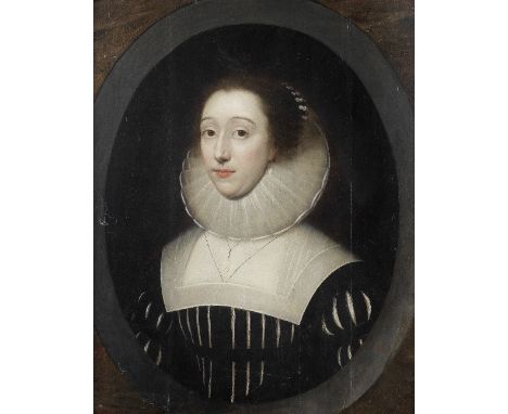 Cornelis Jonson van Ceulen I (London circa 1593-1661 Utrecht)Portrait of a lady, said to be Lady Sidley, in a black dress sla