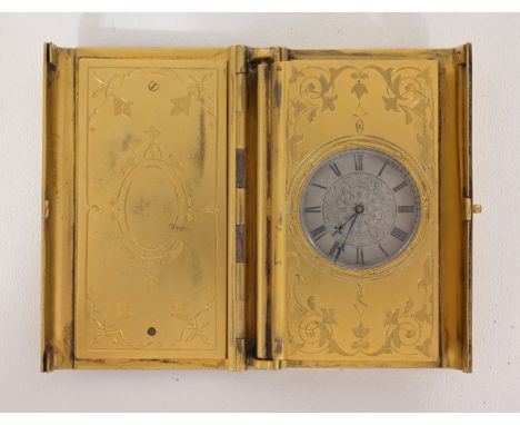 Leuchars Picadilly London Unique Purse/Book Form Lady's Travel Watch.  With a hinged case, fully engraved with scroll pattern
