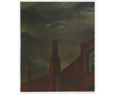 Theo Champion (Düsseldorf 1887 – 1952 Zell an der Mosel)Rote FabrikÖl auf Leinwand. 1923. 45,5 x 37 cm. Signiert und datiert.