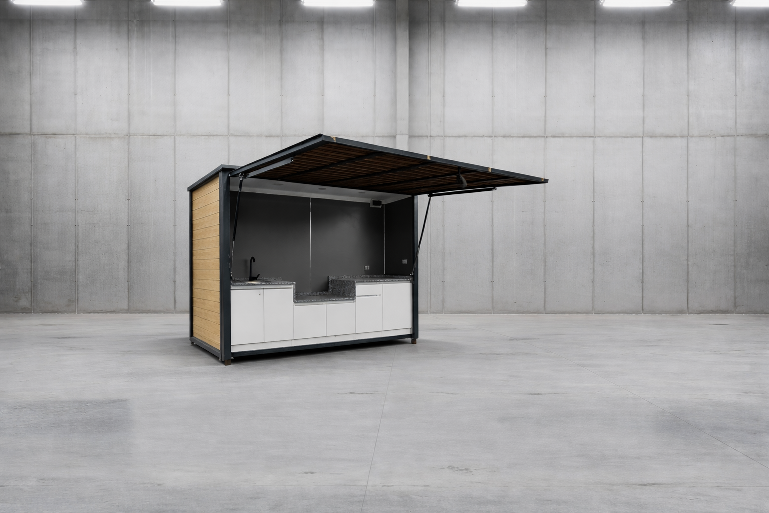 3MTR Premium Bar / Kitchen Unit With Stay-Open Soft-Close Canopy – Granite Worktop