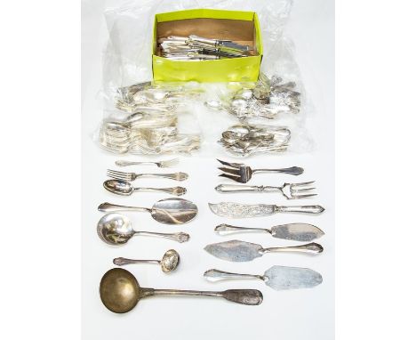 A French Art Deco silver .950 standard twelve piece flatware service, hallmarked Paris, maker's mark of&nbsp; Ernest Prost, c