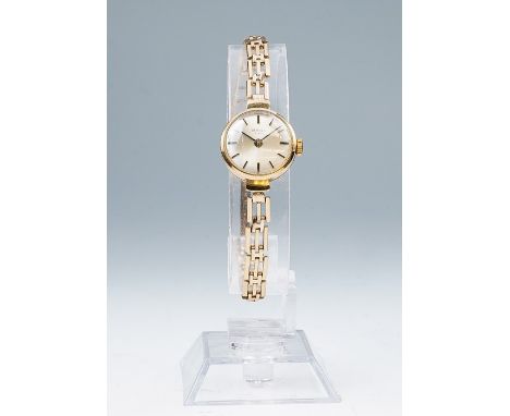Bernex, a circa 1970's lady's 9ct gold Bernex wristwatch, 1.5cm circular silvered dial with baton numerals, backplate inscrip
