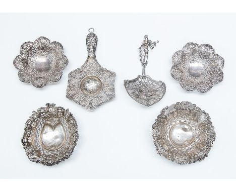 A collection of silver including: a matched pair of bon-bon dishes, James Dixon &amp; Sons, Sheffield, 1895 &amp; 6; another 