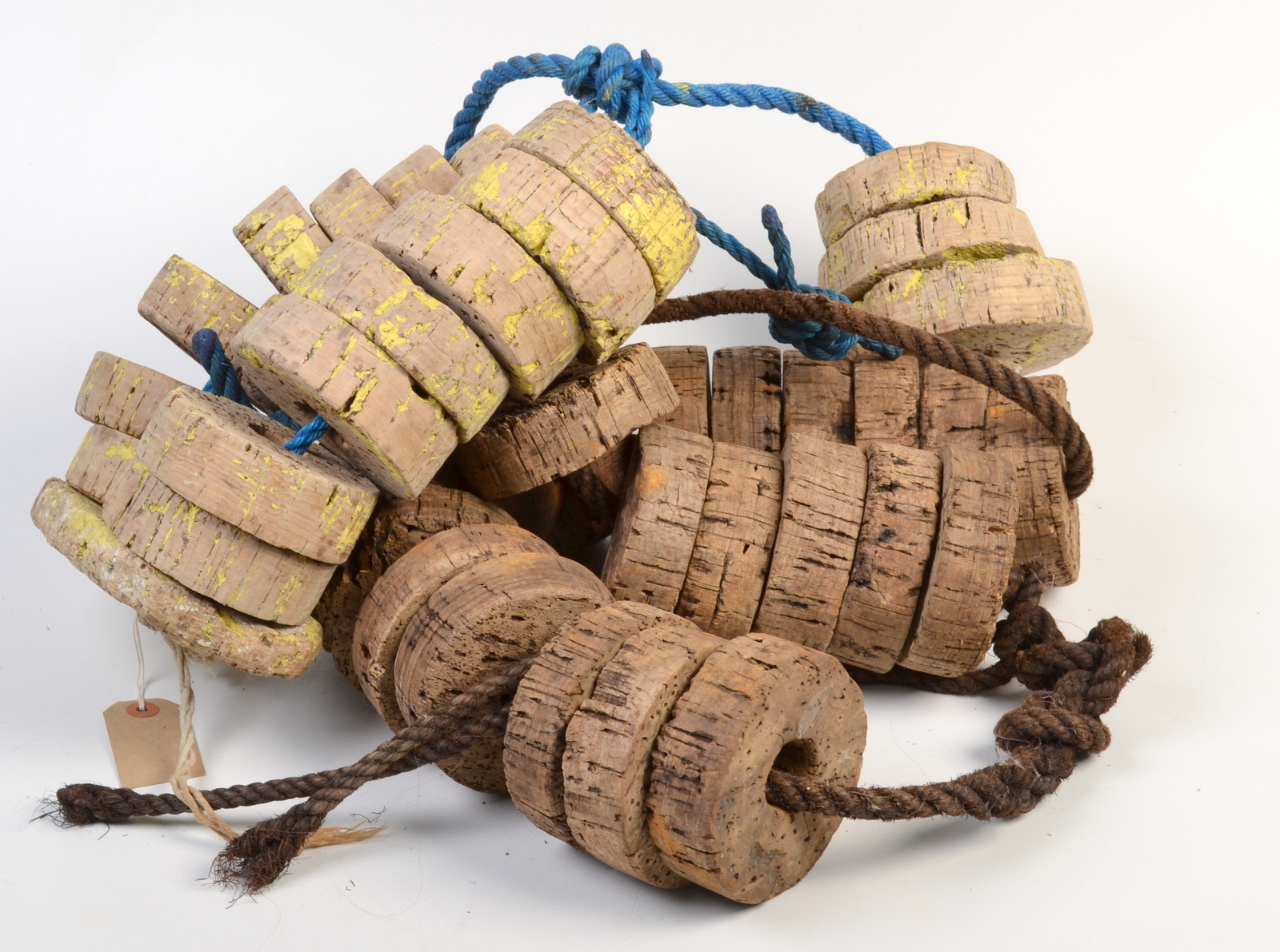 Cork fishing net floats.