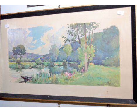 A Berlin wool work tapestry, a sampler and other pictures. 