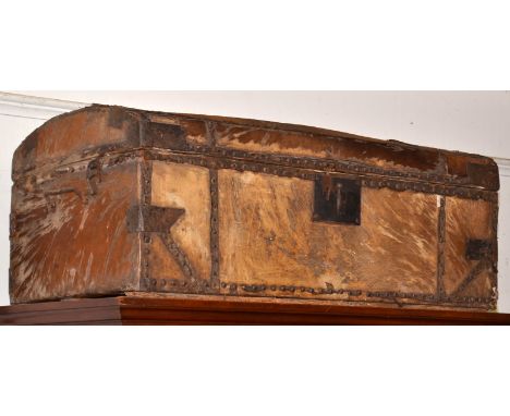 A Georgian pony skin covered domed trunk, width 92cm.