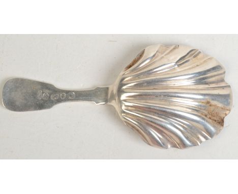A Georgian Newcastle silver caddy spoon, by Thomas Wallis II (?), 1806.