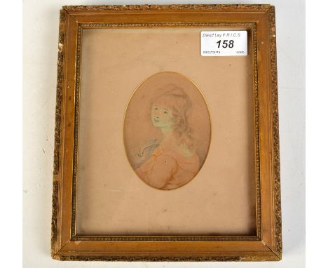 An engraving after Henry Howard 'Sunrise'. Together with a miniature portrait. 