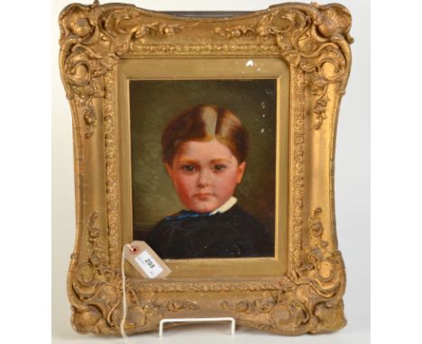 Portrait of a child, oil on board.