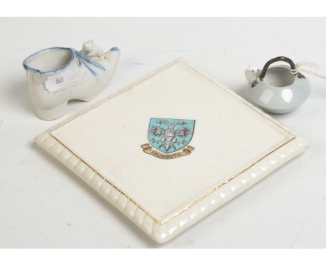 AMENDMENT TO CATALOGUE. A Goss, Falmouth crested teapot stand (and two other pieces). These have been removed from sale.