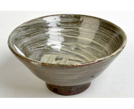 A Trevor Corser Hakeme glaze bowl with iron and cobalt brushwork, diameter 13.5cm, personal and Leach Pottery seals.  Conditi