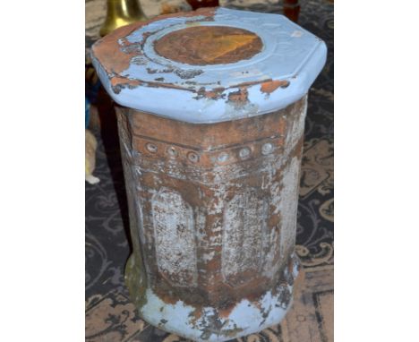 An octagonal, earthenware garden stand/stool, the top moulded with a Tudor rose, height 42.5cm. 