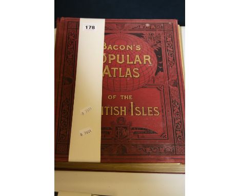 A BOUND VOLUME, Bacon's Popular Atlas of The British Isles reduced from The New Ordnance Survey containing sixty four double 