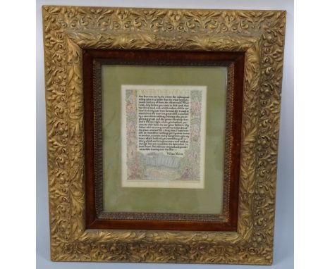 AN ARTS & CRAFTS MANUSCRIPT, 'I Dreamed Once' after William Morris, on parchment with figures by river with castle to distanc