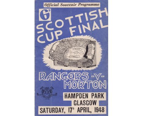 1948 SCOTTISH CUP FINAL     Glasgow Rangers v Morton played 17 Apr 1948 at Hampden Park.  Rangers won 1-0.  Light fold and cr