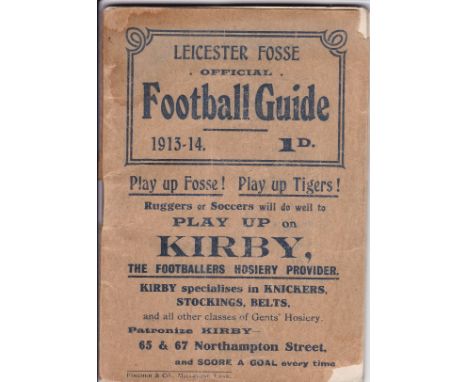 LEICESTER FOSSE 1913-14      Leicester Fosse official handbook, 1913-14, 64 pages, fixtures, photographs, pen pictures etc, s