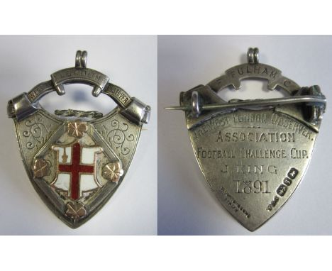 FULHAM FC MEDAL 1891    Winners medal for the West London Observer Association Football Challenge Cup 1891. Hall-marked silve