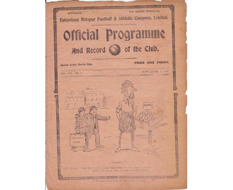 TOTTENHAM-LEICESTER CITY 1919- FIRST CITY AWAY   Tottenham home programme v Leicester City, 1/9/1919, first ever competitive 