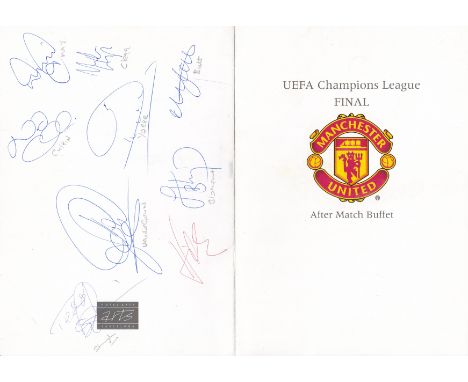 CHAMPIONS LEAGUE FINAL 1999   Manchester United After Match Buffet Menu from the players and officials after match get togeth