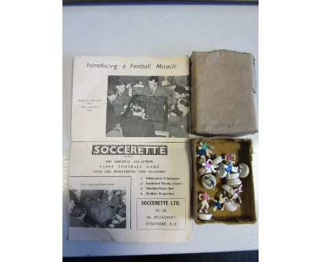 SOCCERETTE  Box containing two Soccerette teams circa 1960, four x blue and white players, four red and white players (one mi