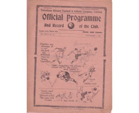 TOTTENHAM RES-SWANSEA RES   Two Tottenham Reserves home programmes v Swansea Reserves, 1933/4 and 1937/8. Pencil score, score