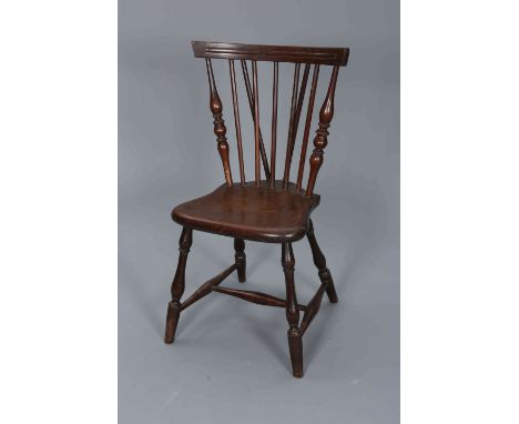 AN UNUSUAL THAMES VALLEY STICK BACK CHAIR, early 19th Century, with baluster turned columns, the cartouche shaped seat raised