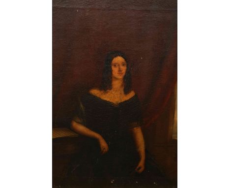 MANNER OF SIR PETER LELY, THREE QUARTER LENGTH PORTRAIT OF A LADY, WITH A LANDSCAPE BEYOND, oil on canvas, framed. 50cm by 39