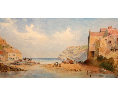 W*** K*** GODDARD, "STAITHES", signed and dated 1899 lower left, titled lower right, watercolour, framed. 28.5cm by 57.5cm