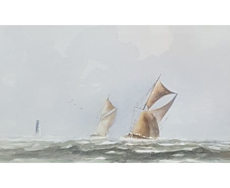 R WITCHARD - WATERCOLOUR - ROUGH SEAS