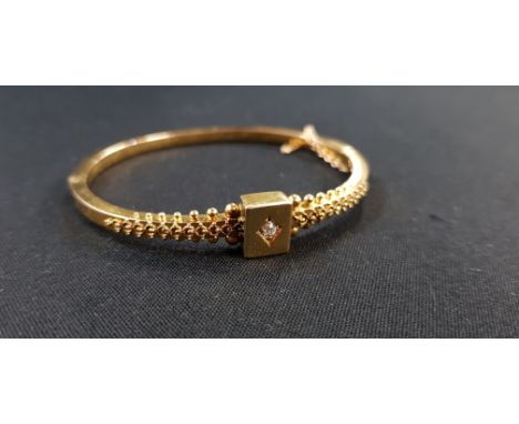 ANTIQUE 18 CARAT GOLD &amp; DIAMOND BANGLE (NO HALLMARKS BUT TESTED)