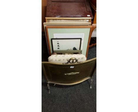 LGE QTY OF PRINTS TO INC FIRESCREEN &amp; FOOTSTOOL