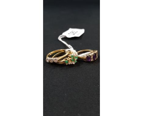 3 X 18 CARAT GOLD RING CIRCA 12.4 GRAMS