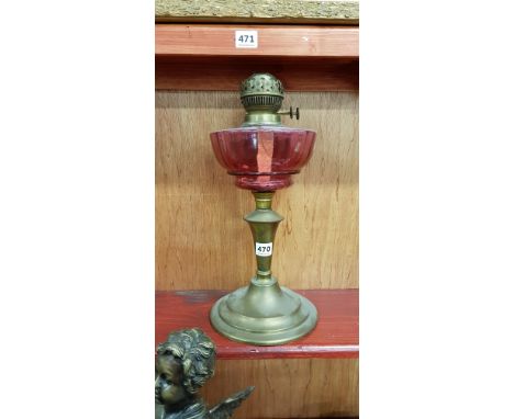 ANTIQUE RUBY OIL LAMP 